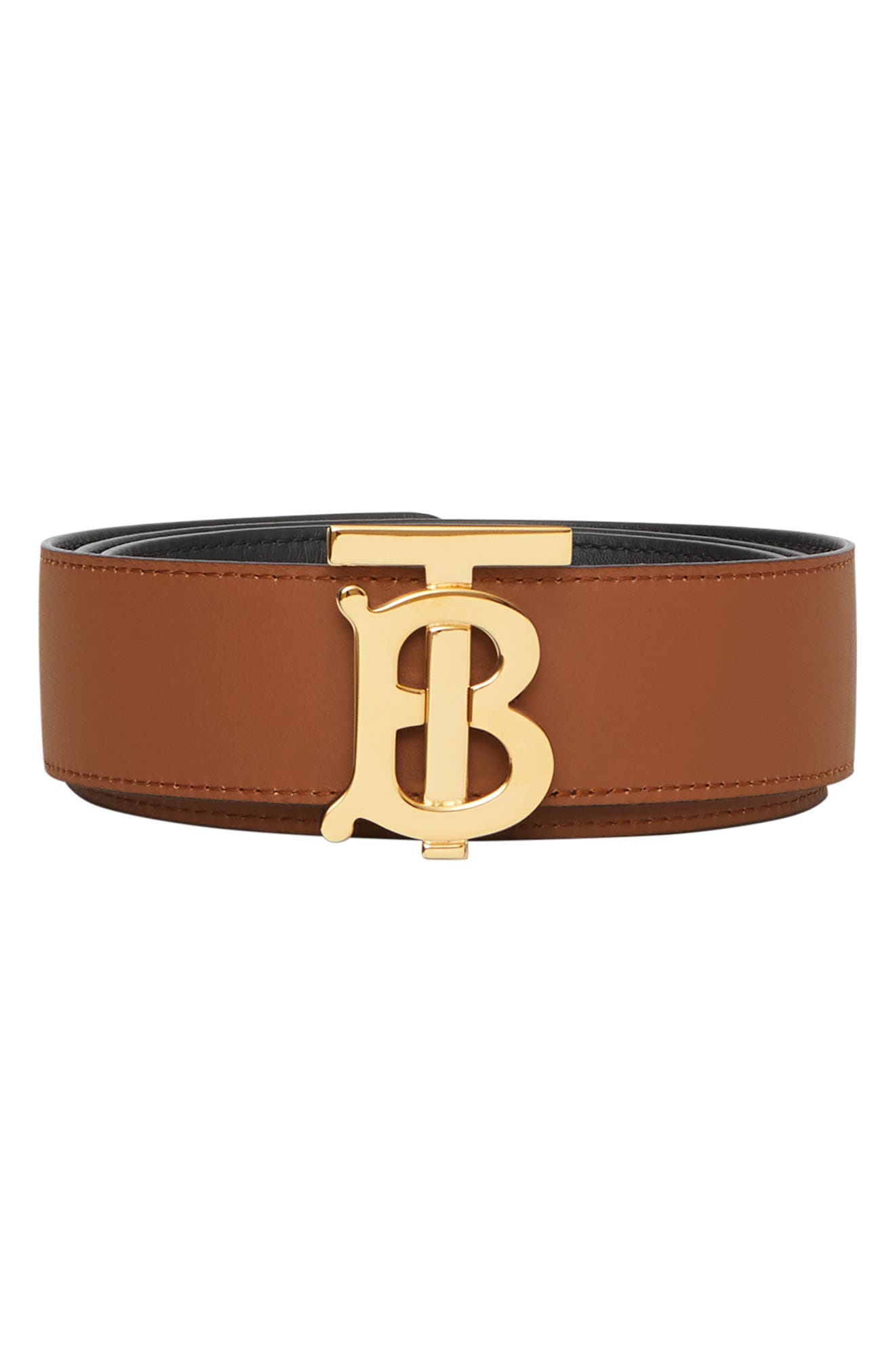 Designer Frame Reversible Black and Brown Leather Belt 